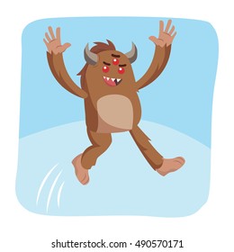 bigfoot jumping vector illsutrsation design