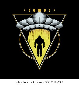 Pie grande secuestrada por ufo ilustración vectorial para su empresa o marca