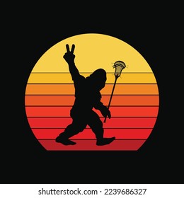 Bigfoot Lacrosse Stick Vintage Surf Sun Funny Lax