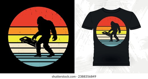Bigfoot Lover Funny Cornhole Player Retro Vintage Cornhole T-shirt Design