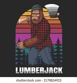 Bigfoot lumberjack style vector illustration for your company or brand