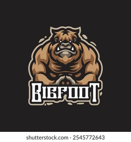 Vector de diseño de logotipo de mascota Bigfoot. Ilustración de pie grande para equipo deportivo y equipo de deportes electrónicos.