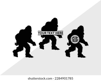 Bigfoot Monogram Vector Illustration Silhouette