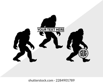 Bigfoot Monogram Vector Illustration Silhouette