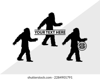 Bigfoot Monogram Vector Illustration Silhouette