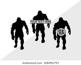 Bigfoot Monogram Vector Illustration Silhouette