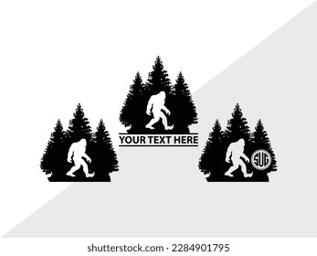 Bigfoot Monogram Vector Illustration Silhouette svg