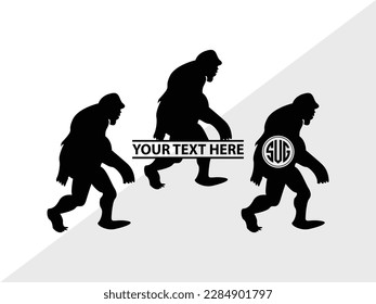 Bigfoot Monogram Vector Illustration Silhouette