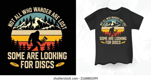 Bigfoot Mountain Lover Funny Golf Disc Sports Player Retro Vintage Disc Golf T-shirt Design