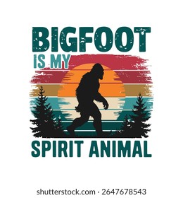 bigfoot é o meu espírito animal t shirt design, bigfoot t shirt design
