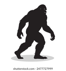 Bigfoot outline and symbols. Dark level variety basic exquisite white foundation Bigfoot animal vector and silhouette icon.