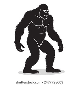 Bigfoot outline and symbols. Dark level variety basic exquisite white foundation Bigfoot animal vector and silhouette icon.