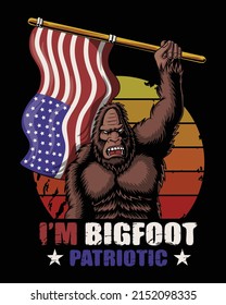 Bigfoot patriotica Flagge, Vektorgrafik für Ihr Unternehmen oder Ihre Marke