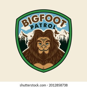 Bigfoot Patrol Label. T-shirt Vector Designs.Vector Illustration.