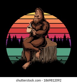 Bigfoot roams these woods graphic Royalty Free Vector Image