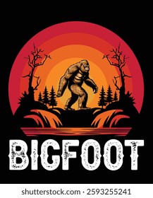 Bigfoot retro vintage t shirt design