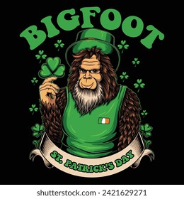 Bigfoot saint patrick's day vector illustration for your company or brand