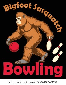 Bigfoot sasquatch bowling graphic design