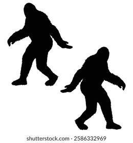 Bigfoot Silhouette, Bigfoot illustration, Bigfoot icon Silhouette, Bigfoot Silhouette illustration