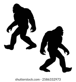 Bigfoot Silhouette, Bigfoot illustration, Bigfoot icon Silhouette, Bigfoot Silhouette illustration