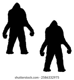 Bigfoot Silhouette, Bigfoot illustration, Bigfoot icon Silhouette, Bigfoot Silhouette illustration