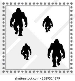 Bigfoot Silhouette, Bigfoot illustration, Bigfoot icon Silhouette, Bigfoot Silhouette illustration