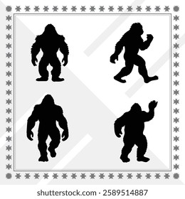 Bigfoot Silhouette, Bigfoot illustration, Bigfoot icon Silhouette, Bigfoot Silhouette illustration