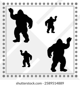 Bigfoot Silhouette, Bigfoot illustration, Bigfoot icon Silhouette, Bigfoot Silhouette illustration