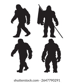 Bigfoot Silhouette, Bigfoot illustration, Bigfoot icon Silhouette, Bigfoot Silhouette illustration