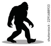 Bigfoot silhouette, Bigfoot illustration, Bigfoot isolated on white background																									