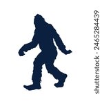 bigfoot silhouette. bigfoot isolated on white background. Vector illustration. hand drawn. black silhouette of bigfoot. Bigfoot illustration.