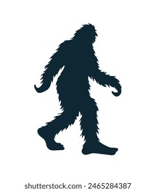 bigfoot silhouette. bigfoot isolated on white background. Vector illustration. hand drawn. black silhouette of bigfoot. Bigfoot illustration.