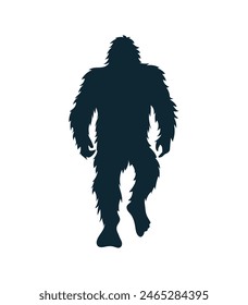 bigfoot silhouette. bigfoot isolated on white background. Vector illustration. hand drawn. black silhouette of bigfoot. Bigfoot illustration.