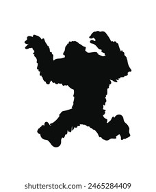 bigfoot silhouette. bigfoot isolated on white background. Vector illustration. hand drawn. black silhouette of bigfoot. Bigfoot illustration.