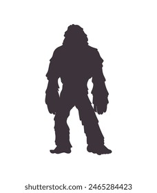 bigfoot silhouette. bigfoot isolated on white background. Vector illustration. hand drawn. black silhouette of bigfoot. Bigfoot illustration.