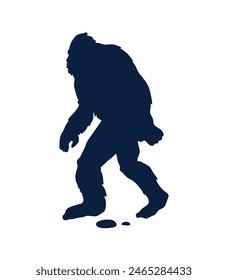 bigfoot silhouette. bigfoot isolated on white background. Vector illustration. hand drawn. black silhouette of bigfoot. Bigfoot illustration.