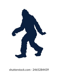 bigfoot silhouette. bigfoot isolated on white background. Vector illustration. hand drawn. black silhouette of bigfoot. Bigfoot illustration.