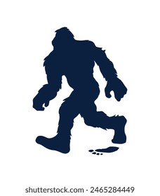 bigfoot silhouette. bigfoot isolated on white background. Vector illustration. hand drawn. black silhouette of bigfoot. Bigfoot illustration.