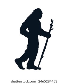 bigfoot silhouette. bigfoot isolated on white background. Vector illustration. hand drawn. black silhouette of bigfoot. Bigfoot illustration.