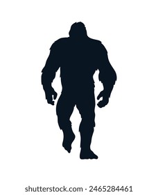 bigfoot silhouette. bigfoot isolated on white background. Vector illustration. hand drawn. black silhouette of bigfoot. Bigfoot illustration.