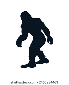 bigfoot silhouette. bigfoot isolated on white background. Vector illustration. hand drawn. black silhouette of bigfoot. Bigfoot illustration.