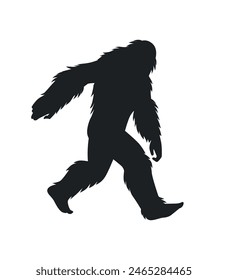 bigfoot silhouette. bigfoot isolated on white background. Vector illustration. hand drawn. black silhouette of bigfoot. Bigfoot illustration.