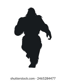 bigfoot silhouette. bigfoot isolated on white background. Vector illustration. hand drawn. black silhouette of bigfoot. Bigfoot illustration.