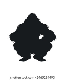 bigfoot silhouette. bigfoot isolated on white background. Vector illustration. hand drawn. black silhouette of bigfoot. Bigfoot illustration.