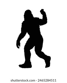 bigfoot silhouette. bigfoot isolated on white background. Vector illustration. hand drawn. black silhouette of bigfoot. Bigfoot illustration.