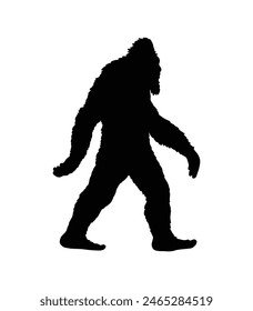 bigfoot silhouette. bigfoot isolated on white background. Vector illustration. hand drawn. black silhouette of bigfoot. Bigfoot illustration.