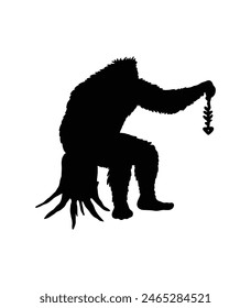 bigfoot silhouette. bigfoot isolated on white background. Vector illustration. hand drawn. black silhouette of bigfoot. Bigfoot illustration.