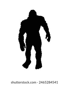 bigfoot silhouette. bigfoot isolated on white background. Vector illustration. hand drawn. black silhouette of bigfoot. Bigfoot illustration.