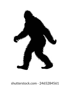 bigfoot silhouette. bigfoot isolated on white background. Vector illustration. hand drawn. black silhouette of bigfoot. Bigfoot illustration.