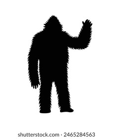 silueta de pie grande. pie grande aislado sobre fondo blanco. Ilustración vectorial. dibujado a mano. silueta negra de pie grande. Ilustración de Bigfoot.